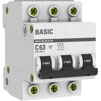 Автоматический выключатель EKF BASIC 3P 63А (C) 4,5кА ВА 47-29