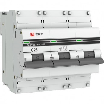 Автоматический выключатель EKF PROXIMA 3P 25А (C) 10kA ВА 47-100